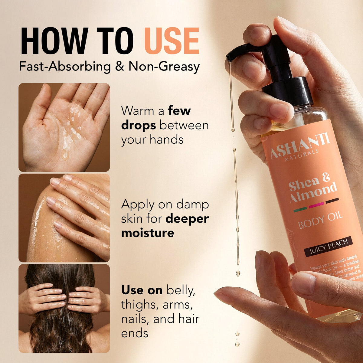 Shea & Almond Body Oil - Juicy Peach